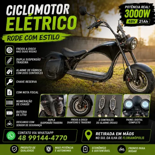 Ciclomotor elétrico 3000W 48V 21Ah com nota fiscal e chassi gravado Ano 2022 Procedência!