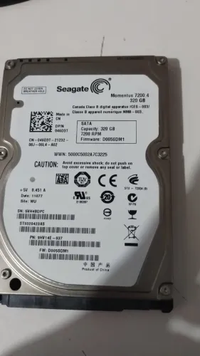 HD Notebook 320GB Seagate Momentus 7200 RPM SATA 2.5"