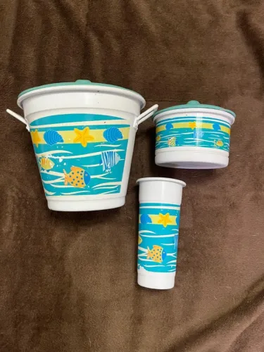 Kit cozinha de fundo do mar - lixeira, porta detergente e porta sabão