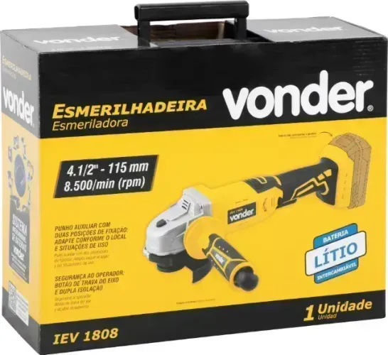 Esmerilhadeira 4.1/2 Bateria 18v 5ah Iev1808 Vonder Completa