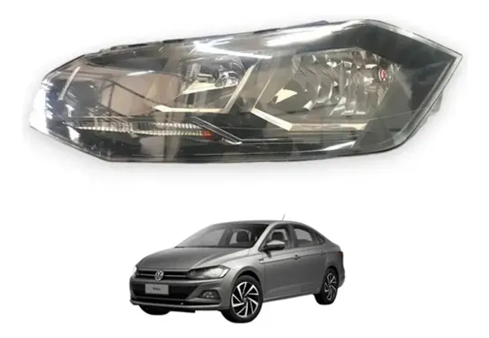 Farol Esquerdo Mascara Negra Volkswagen Virtus Polo 2018 22 Esquerdo/motorista