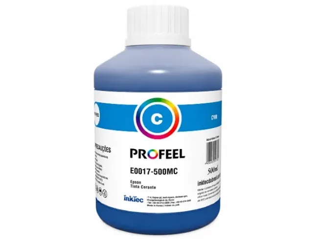 500ml Tinta Corante Cyan para Impressora Epson InkTec Profeel E0017