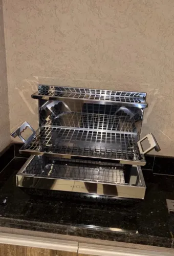 Churrasqueira Aço Inox Portátil 430 a Carvão 50x35 Bancada Gourmet Grelha Braford