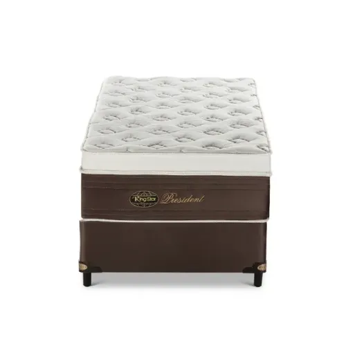 Solteiro Cama Box + Colchão King Star Firme Molas Ensacadas President 138x188 096x203