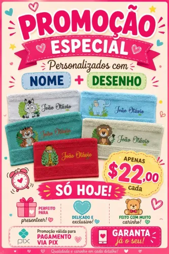 Toalhinha bordada em promoção 