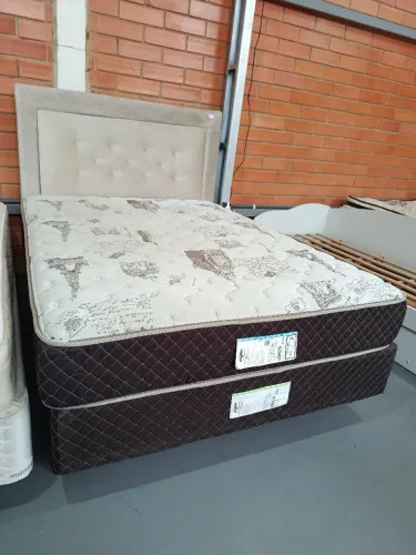 Cama Box Casal Completa Ecoflex + Cabeceira Estofada (FRETE GRÁTIS)