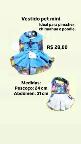 Vestidos pets a partir de R$ 28,00