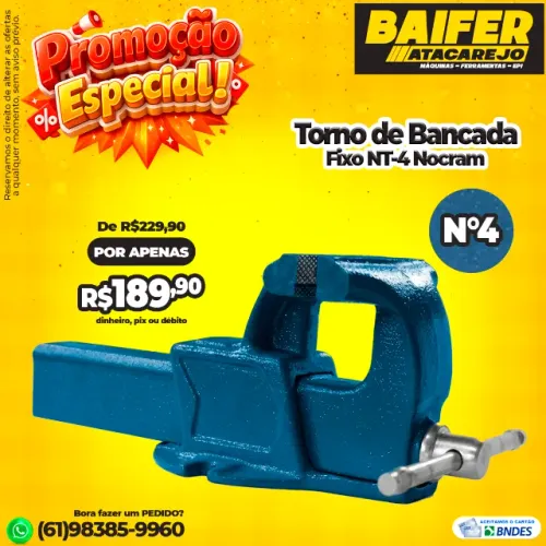 Torno de Bancada Fixo NT-4 Nocram