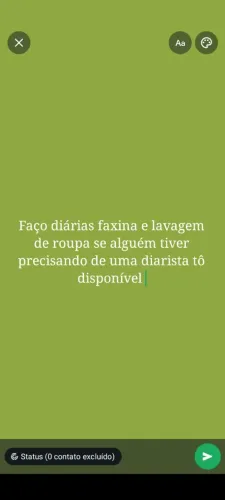 Estou disponível pra diárias doméstica