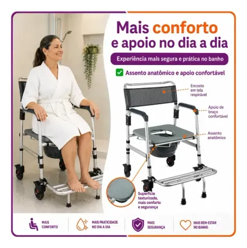 Cadeira de banho nunca usada na caixa, desmontavel sc101 135kg hidrolight