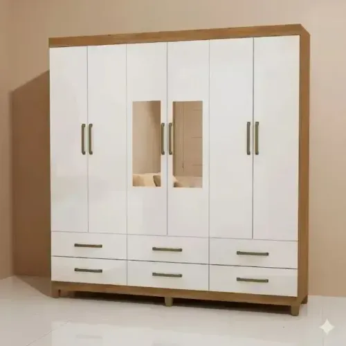 Guarda Roupa Dallas cinamomo Branco com Espelho