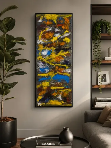 QUADRO ABSTRATO 40 X 100CM - PINTURA ÚNICA EM ACRILICO