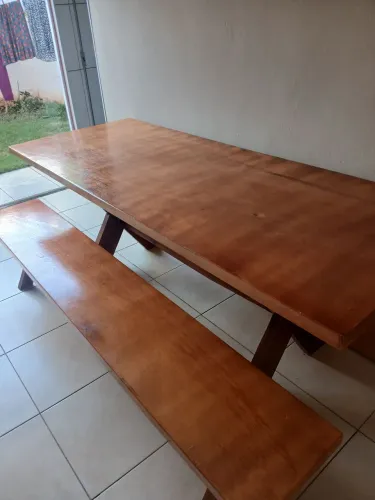 Mesa de madeira rústica gourmet semi NOVA