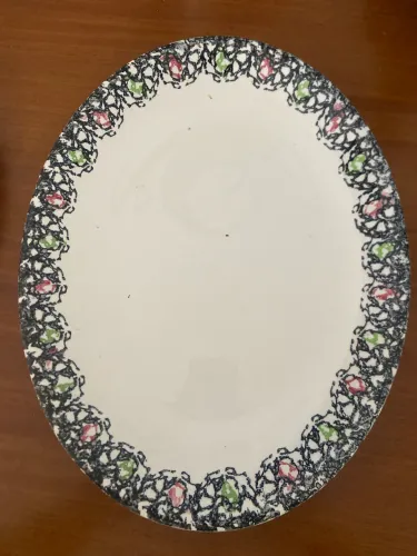 Travessa porcelana antiga fábrica Santo Eugênio 36x28 cm - RARO