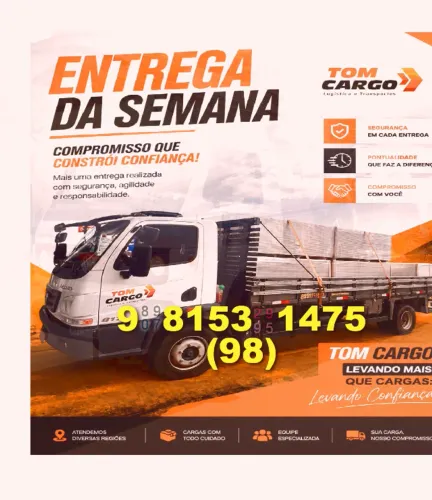 Transporte de cargas disponível! Frete rápido e seguro para sua necessidade!