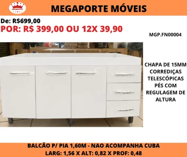 Balcão de Pia 1,60 FN