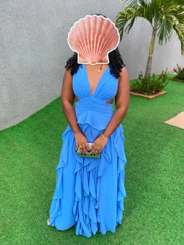 Vestido de festa azul serenity 