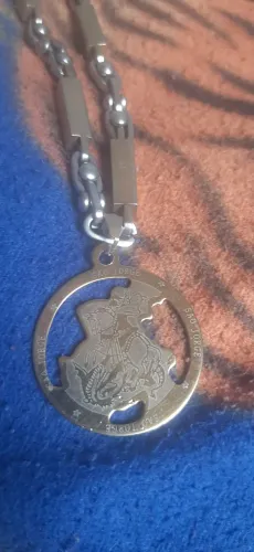 Cordão de aço medalha de São Jorge 