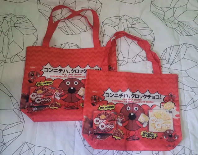 2 Sacolas Decorativas Nissin Japonesas Choc Choco Eco Bag Festival do Japão 