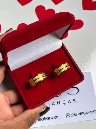 Par de Alianças Escv. com Linha X 8mm