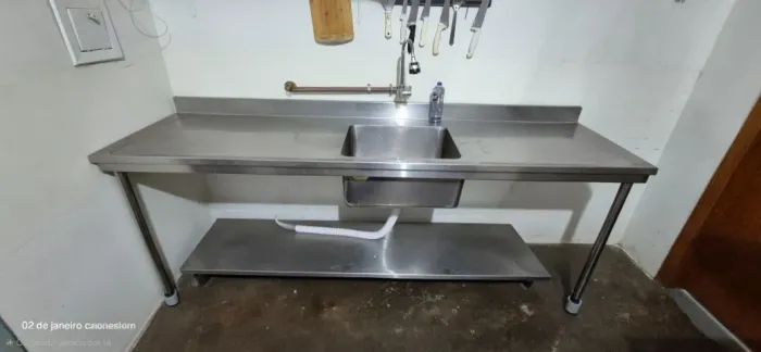 Pia de inox 2,20 com cuba funda de 45cm