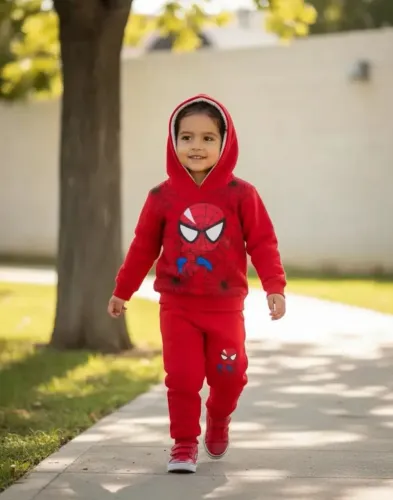 Conjunto Infantil Homem Aranha vermelho com capuz  4