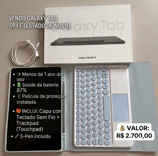 Galaxy Tab S9 FÉ 128 GB Ótimo estado menos de 1 ano de uso.