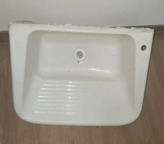 Tanque de Mármore Sintético Branco para Lavanderia