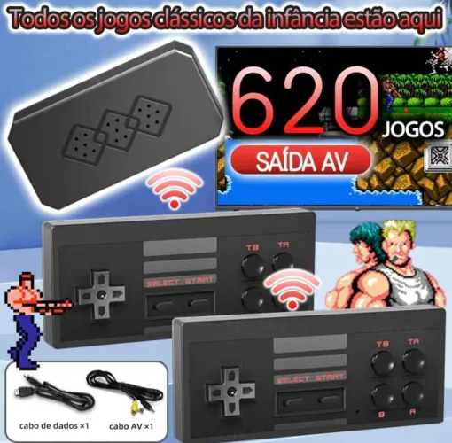 Mini GameBox 8 bits 2 Controles sem fio