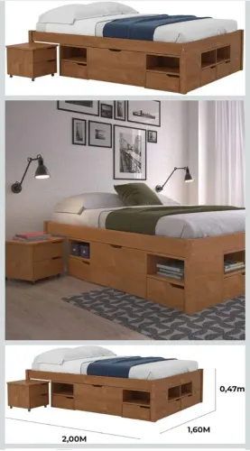 Cama Queen Multifuncional Madeira Maciça 6 Gavetas(foto ilustrativa) + colchão!