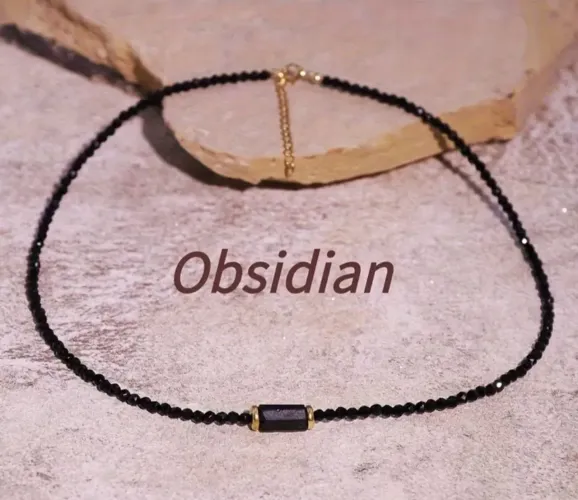 Choker obsidiana e olho de tigre 45cm. Escolha a sua.