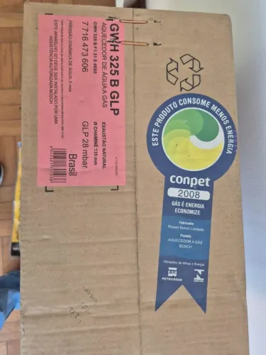Aquecedor de água a gás bosch na caixa novo Gwh 325b glp