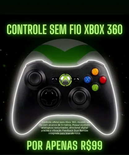 Controle Xbox 360 sem fio