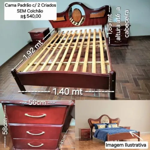 Cama Padrão com Dois Criados