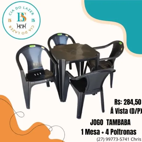 Mesa + Poltronas Plástica 154Kg 