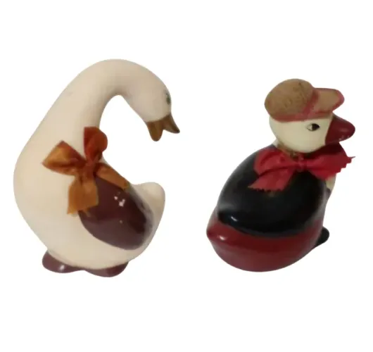 Par de Patinhos Decorativos em Cerâmica | Bibelôs Vintage | Estilo Country