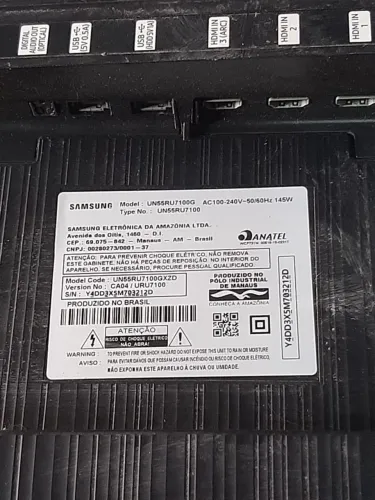 Smart Tv samsung 4k de 55" quebrada não liga