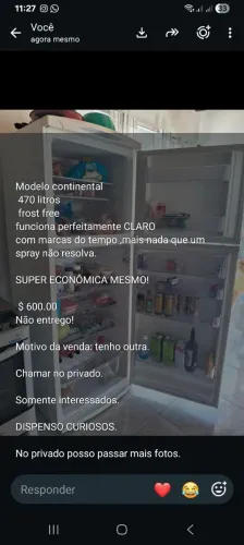 Geladeira frost free continental 470 litros