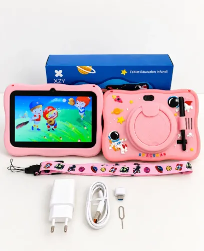Tablet Infantil Rosa com Capa Antimpacto