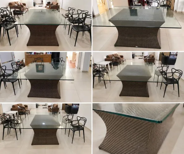 MESA DE JANTAR VIDRO GRANDE 6/8 LUGARES - OPORTUNIDADE LAGO SUL