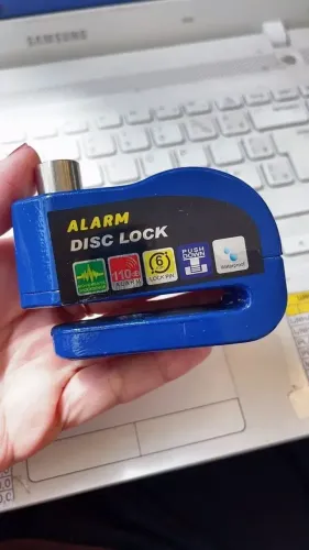Trava de Disco com Alarme para Moto Cadeado Antifurto 7mm Freio a Disco