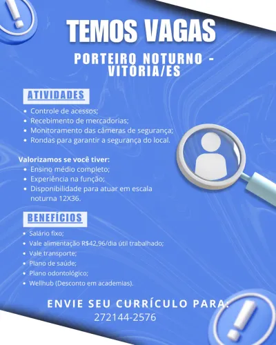 Vaga Porteiro Noturno 