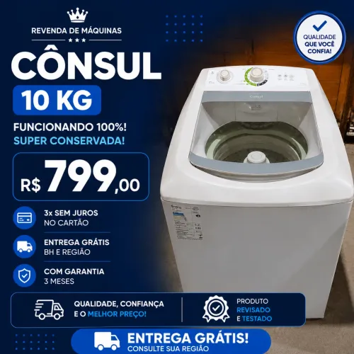 Máquina de Lavar Cônsul 10kg - Revisada, Funcionando 100% | Entrega Grátis