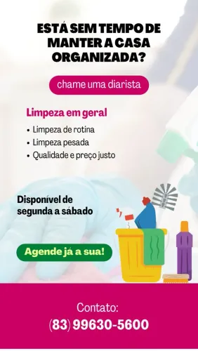 Diarista - Limpeza leve ou pesada