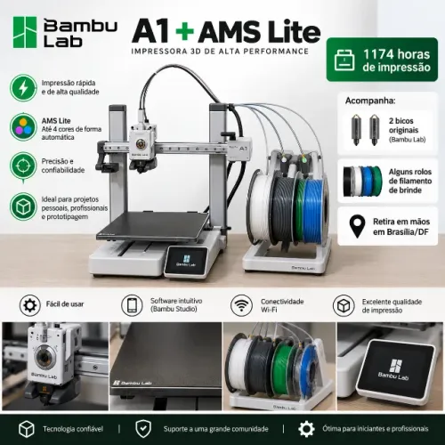 Impressora 3D Bambu Lab A1 + AMS + Brindes