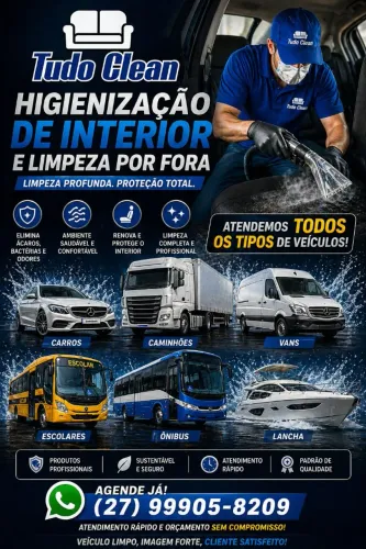 Promoção para limpeza e Higienização profissional para empresas de veículos 