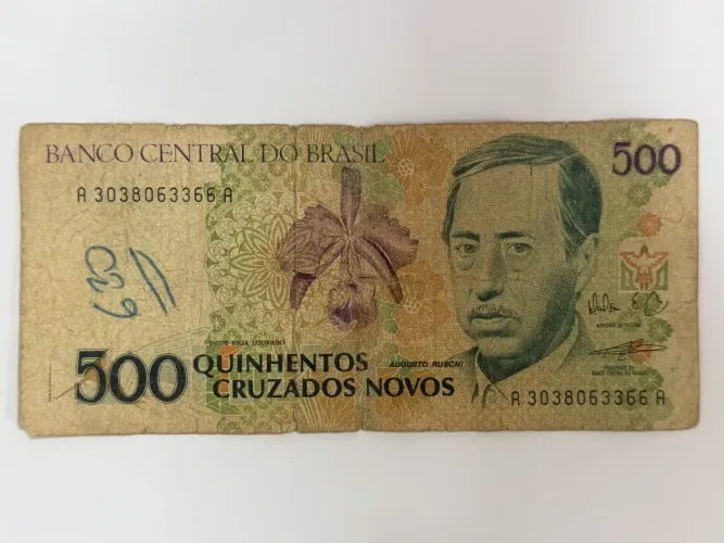 Cédula Antiga 500 Cruzados Novos Augusto Ruschi Original