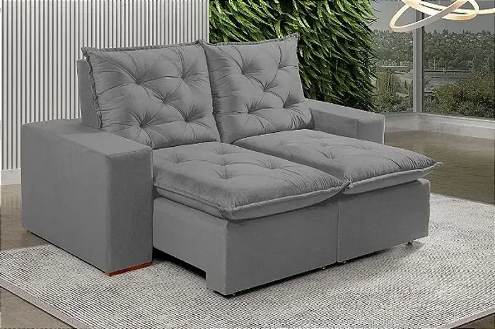 SOFÁ RETRÁTIL RECLINÁVEL 180 VEL CINZA/814 - EVIDENCE R87
