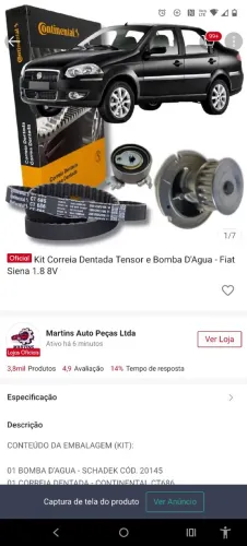 Kit correia dentada+tensor+bomba d'água 1.8 8v motor gm