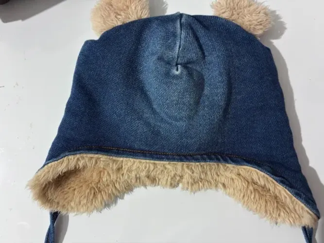 Touca Bebê Orelhinha de Urso Jeans